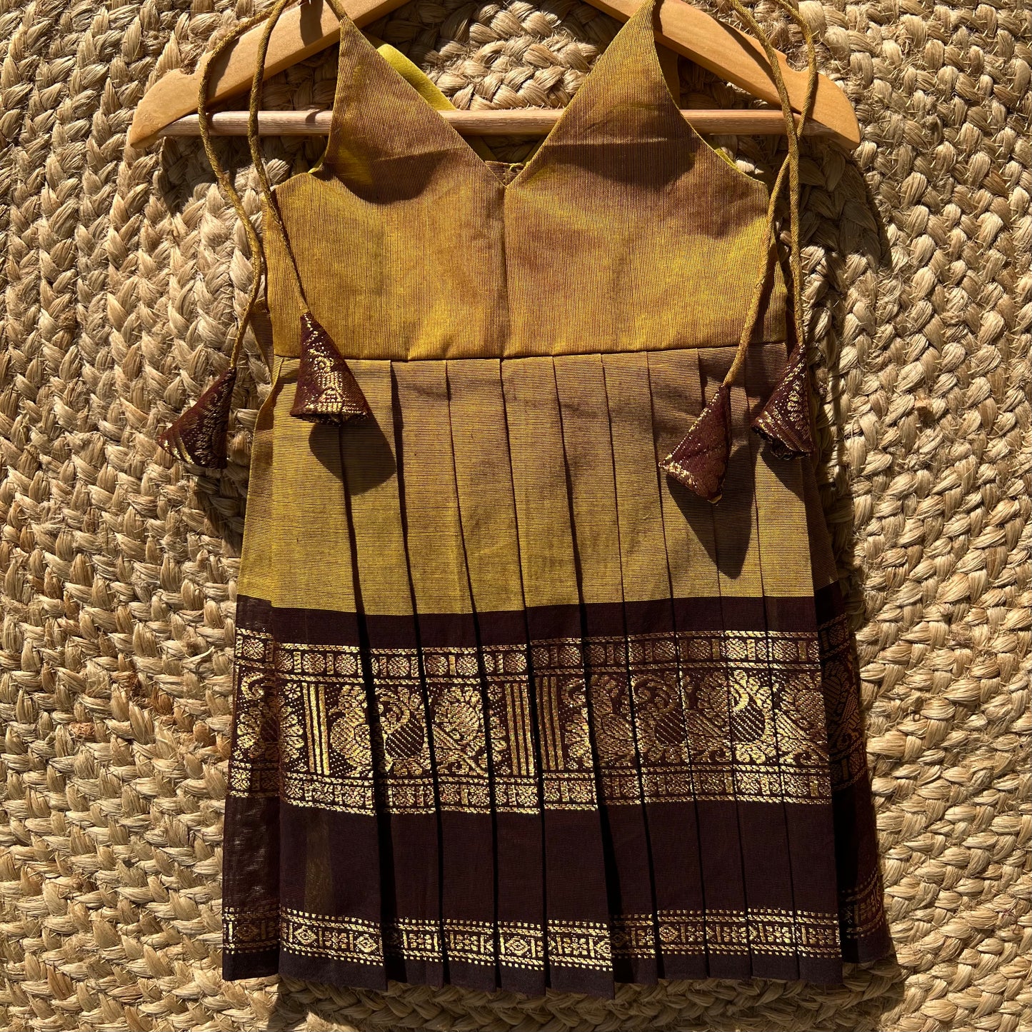 Honey Gold Kanchi Cotton tie-up Frock