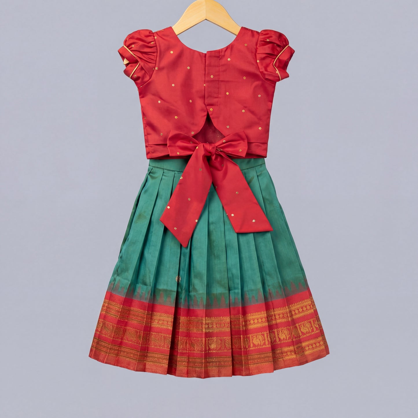 Bottle Green Narayanpet Paithani Lehenga Set