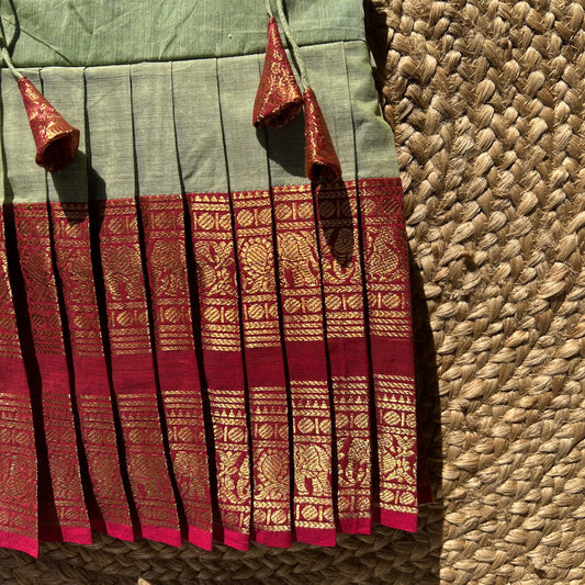 Sage Green Kanchi Cotton tie-up Frock