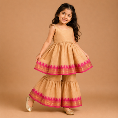 Beige Kanchi Cotton Sharara Set