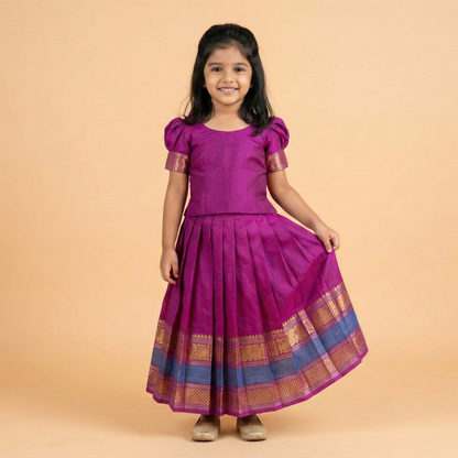 Rani Pink Chettinad Cotton Lehenga Set