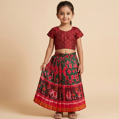Emerald Green Patola Lehenga Set