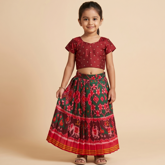 Emerald Green Patola Lehenga Set