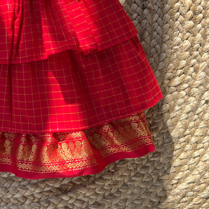 Red Kalyani Checks Dress