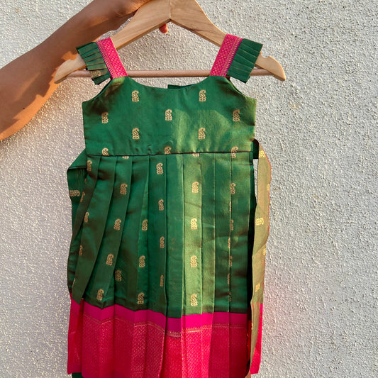 Green Paithani Pleated Frock