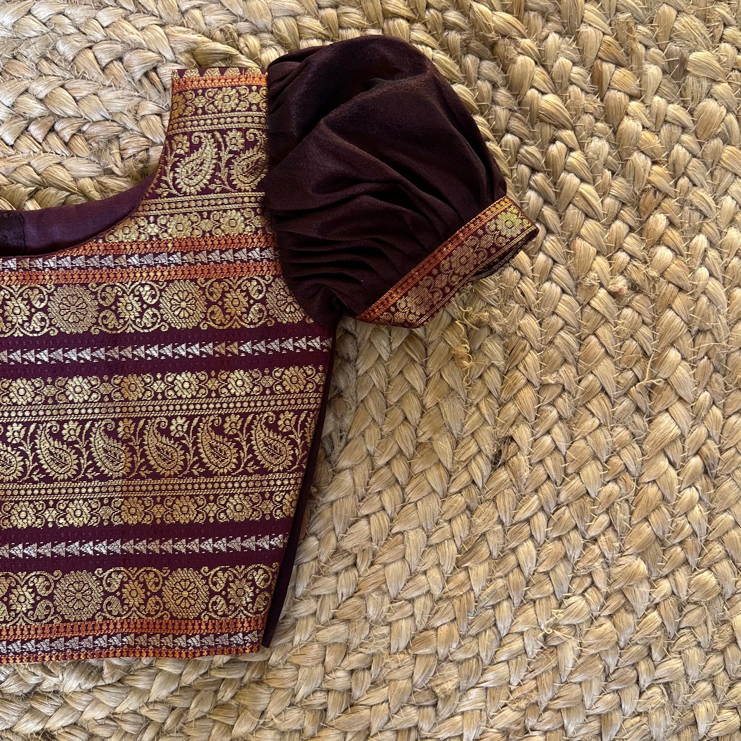 Traditional Maroon Kanchi Tissue Lehanga Set