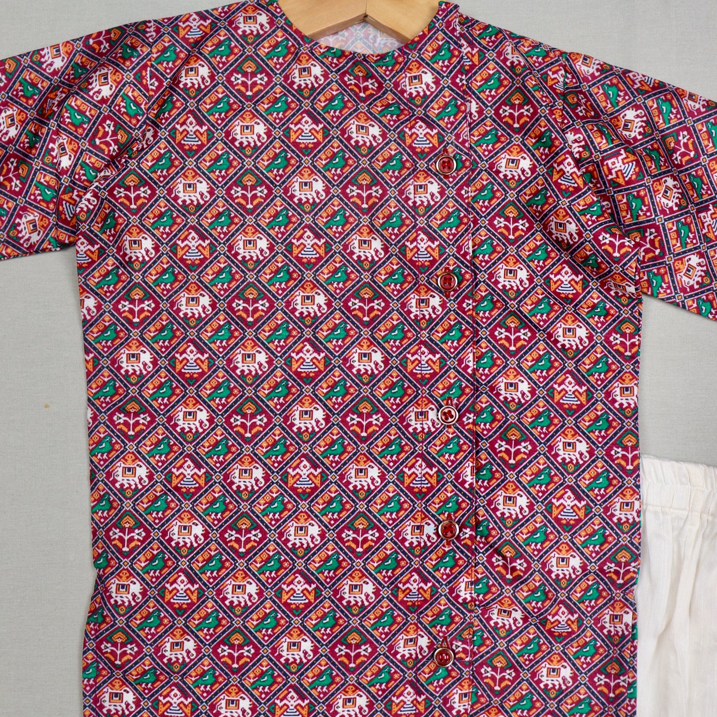 Patola Printed Maroon Kurta Set