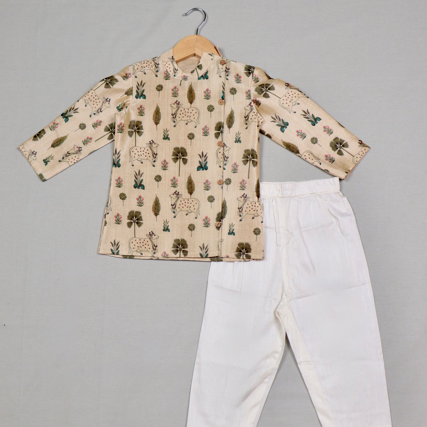 Beige Pichwai Print kurta Set