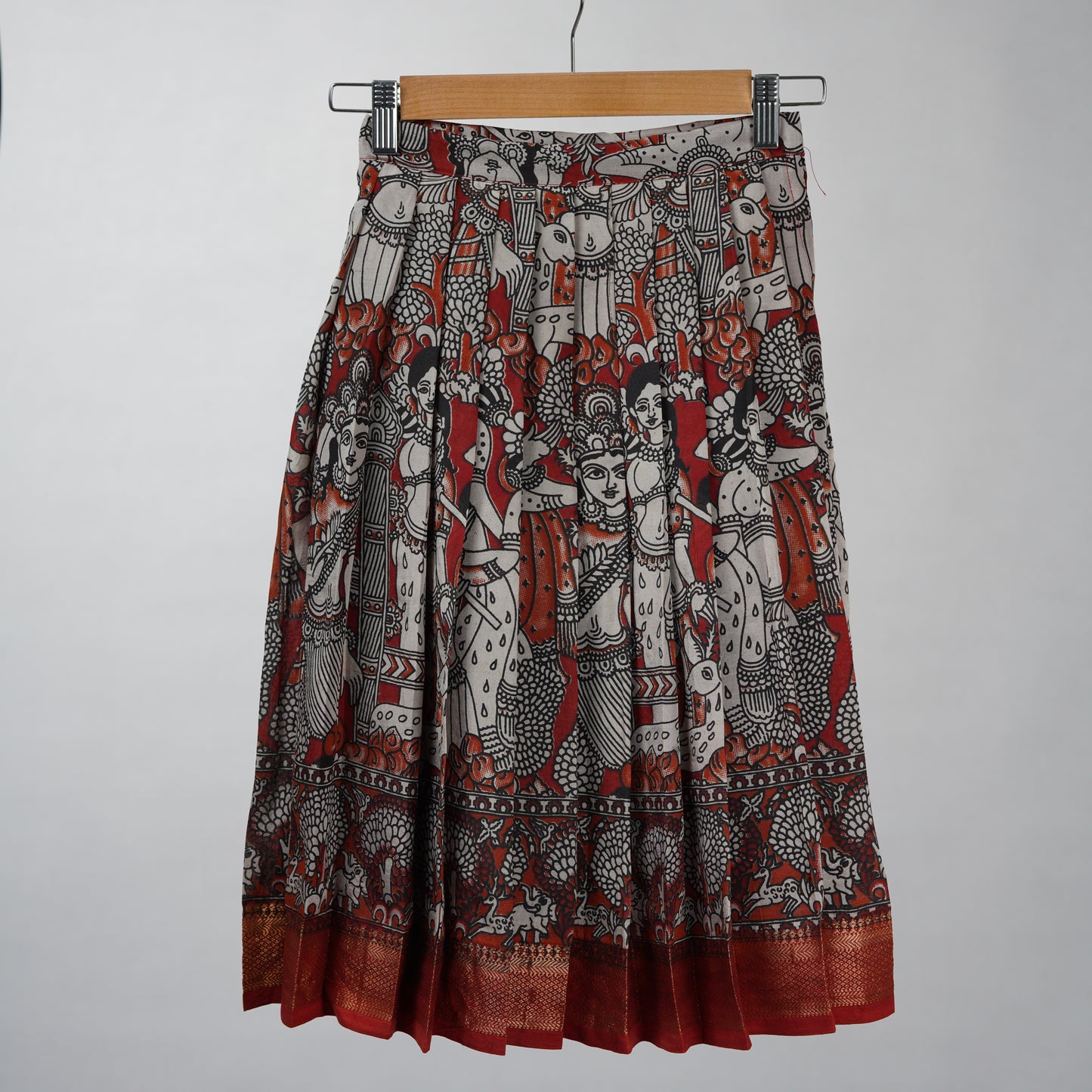 Rust Maroon Kalamkari Lehenga Set in Chennur Silk with Nizam Border