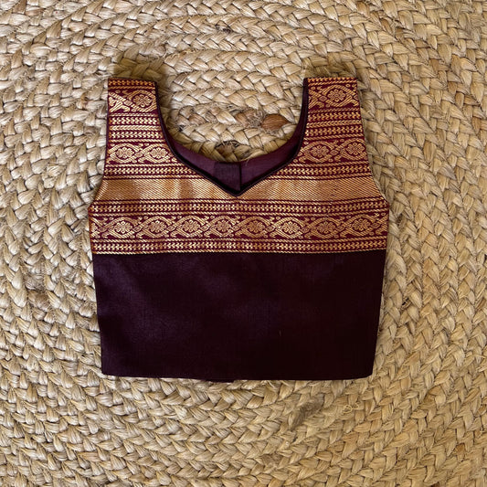 Brick Red and Brown Gadwal Silk Lehanga Set