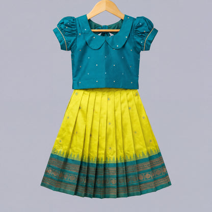 Lemon Green Narayanpet Paithani Lehenga Set