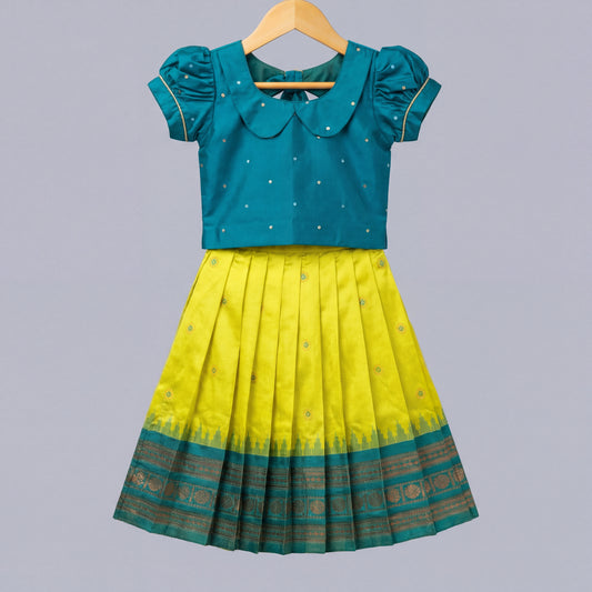 Lemon Green Narayanpet Paithani Lehenga Set