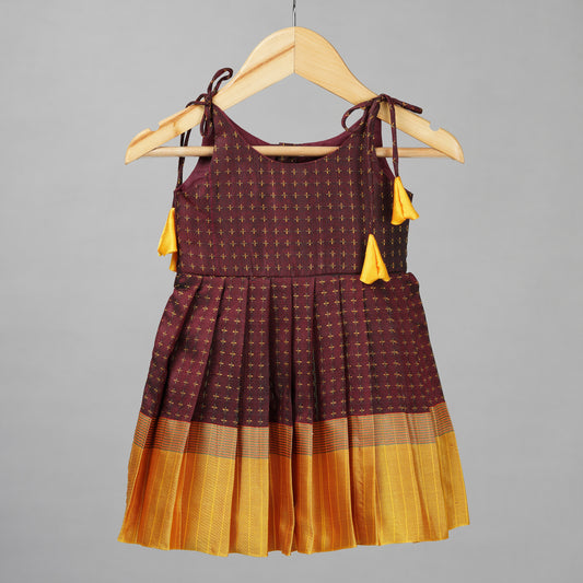 Brown with Mustard border Aarini Frock