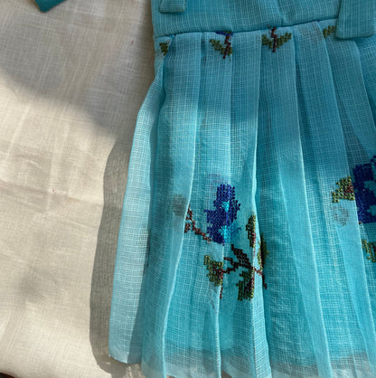 SkyBlue Kota Cross Stitch Frock