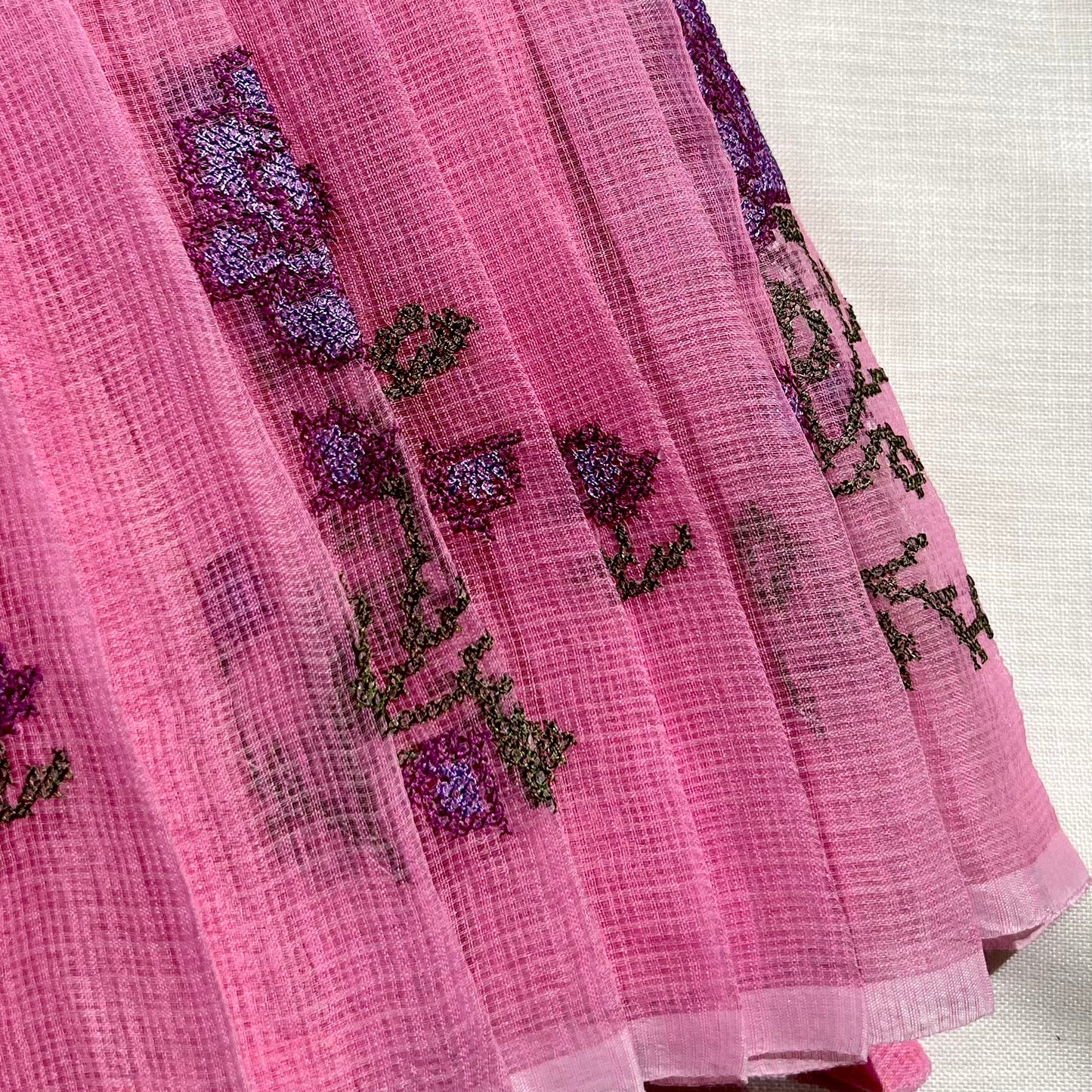 Rosy Pink Kota Cross Stitch Frock