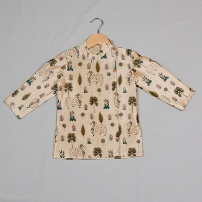 Beige Pichwai Print kurta Set