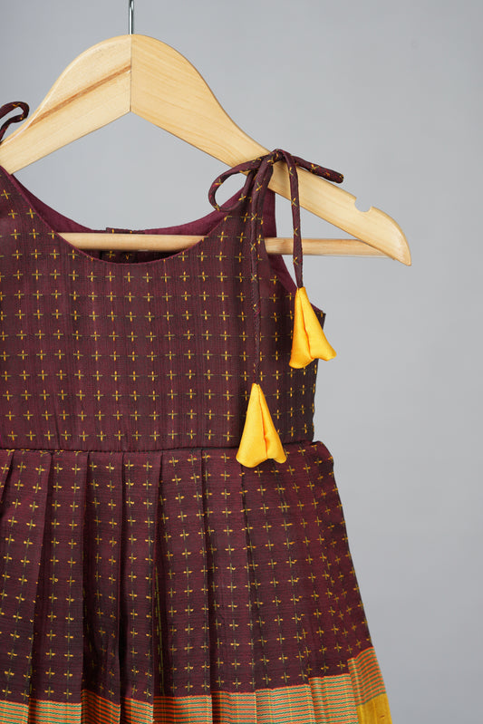 Brown with Mustard border Aarini Frock