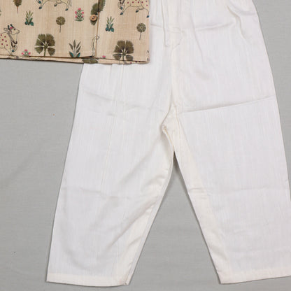 Beige Pichwai Print kurta Set