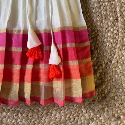 Ivory Mul Cotton & Kanchi Zari Lehenga Set