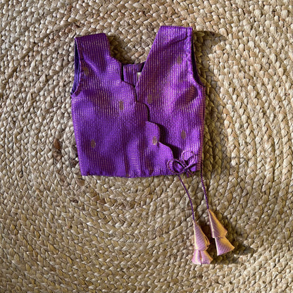 Traditional Purple Scallop Tissue Lehanga Set