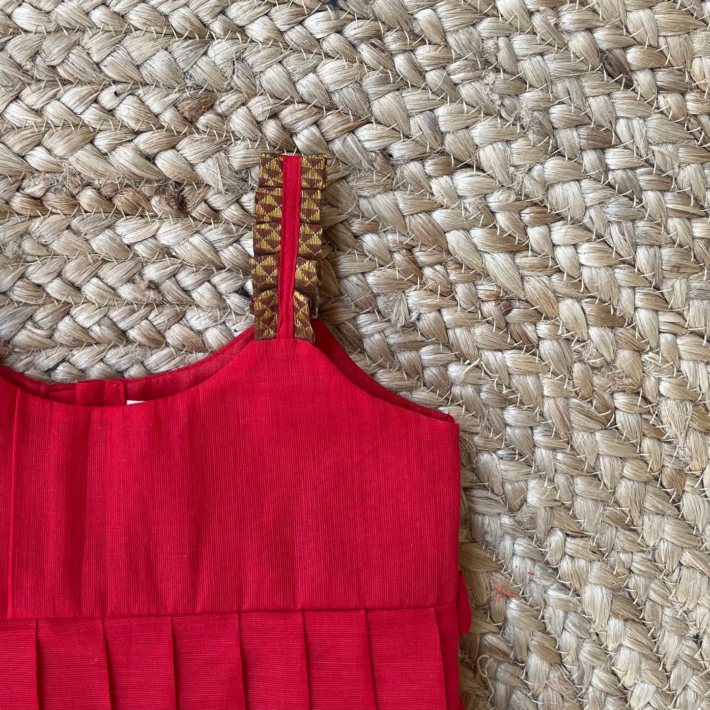 Red Chettinad Cotton Frock