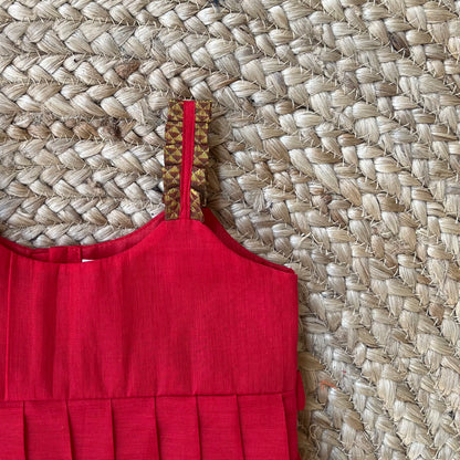 Red Chettinad Cotton Frock