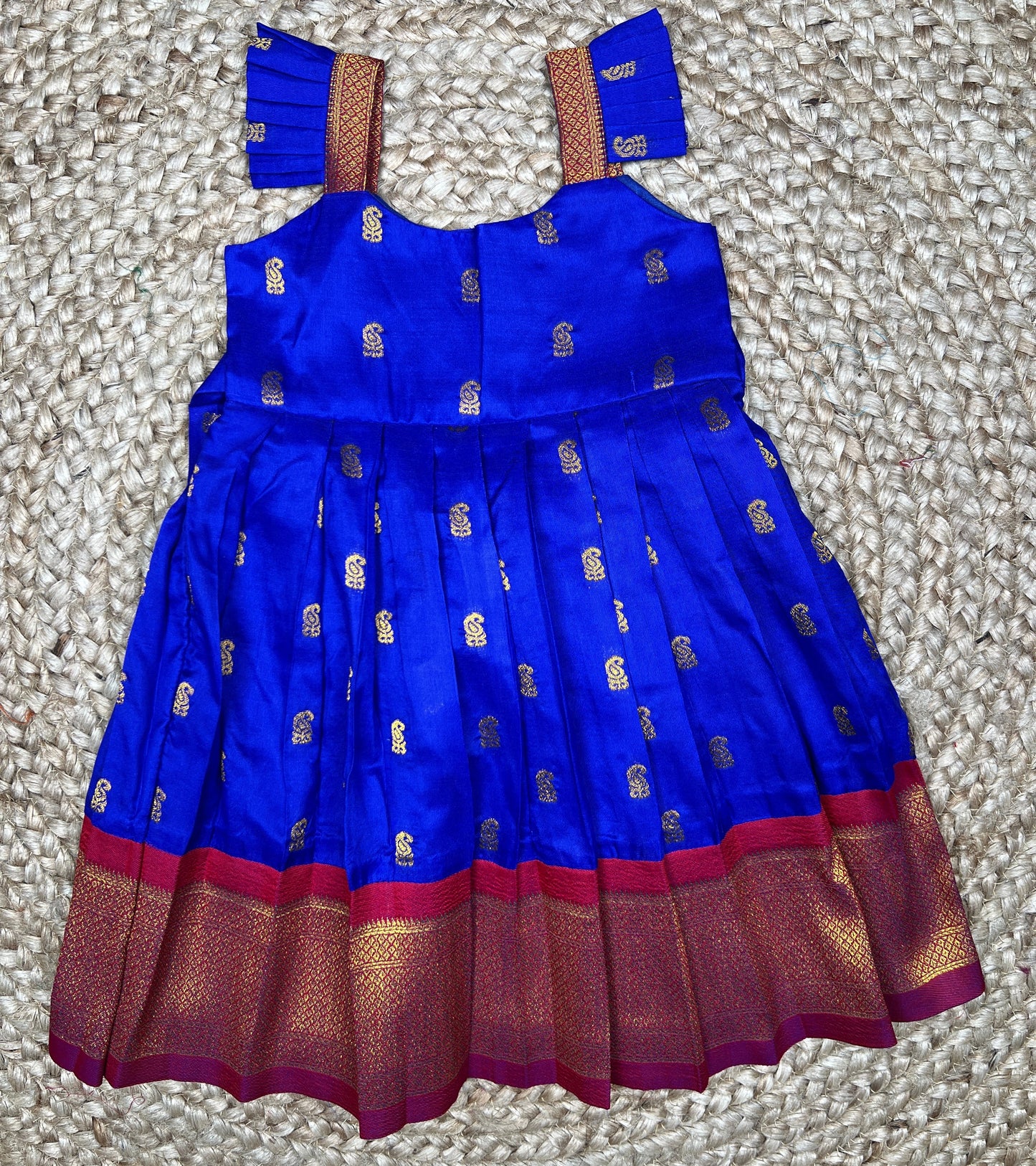 Royal Blue Paithani Pleated Frock