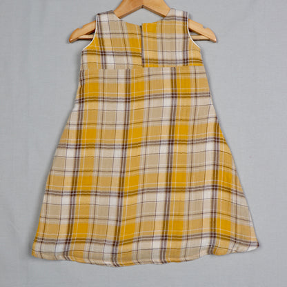 Yellow and white checked pattern frock