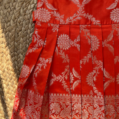Orange Benarasi Halter Neck frock