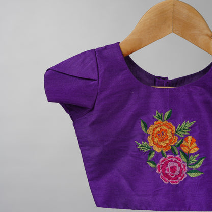 Rose Pink and Lavender Zari Kota Festive Lehenga with Embroidered Blouse