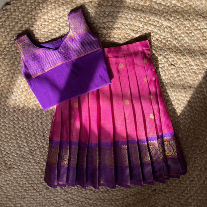 Pink and Purple Kanchi Silk Lehanga Set