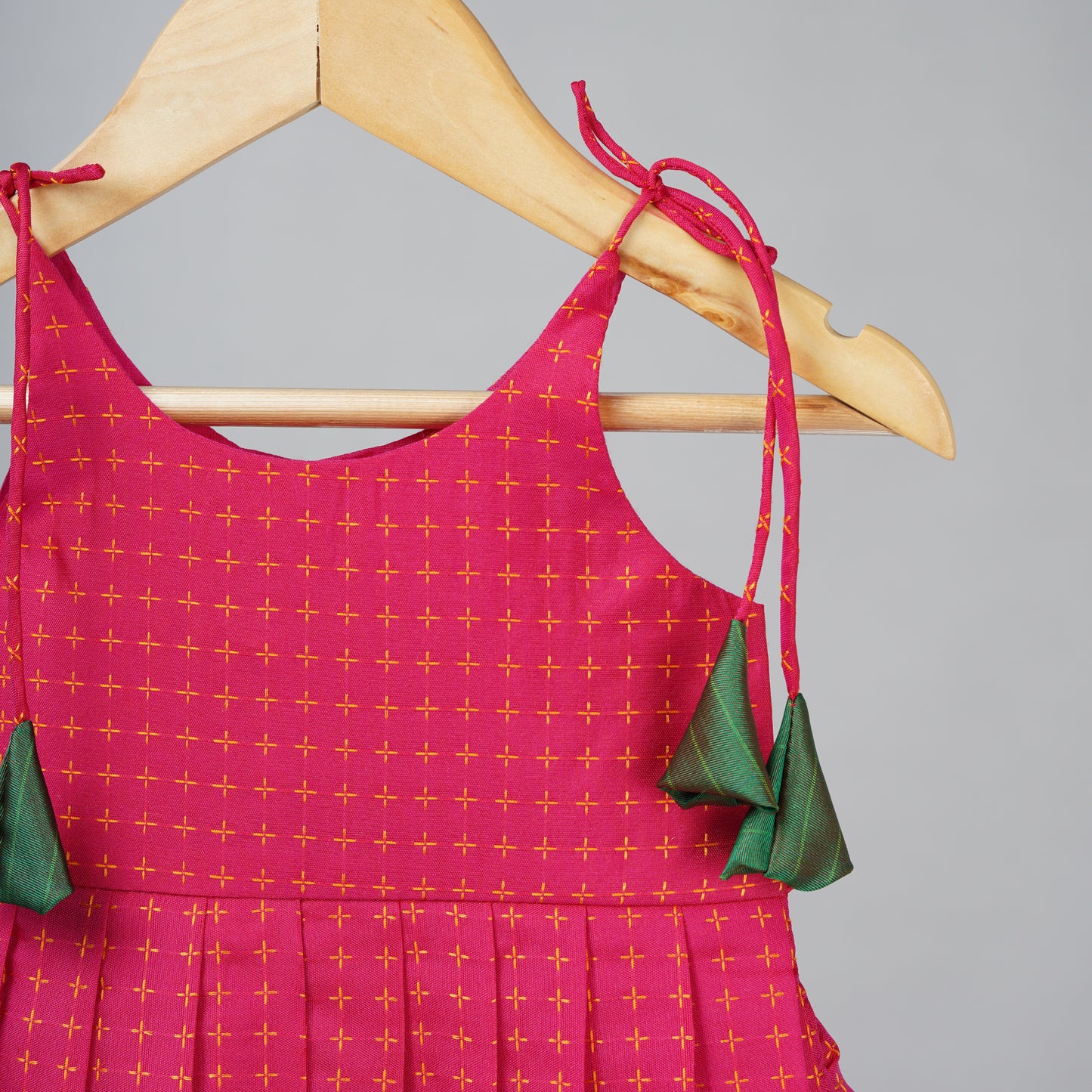 Pink with Green border Aarini Frock