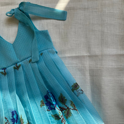 SkyBlue Kota Cross Stitch Frock