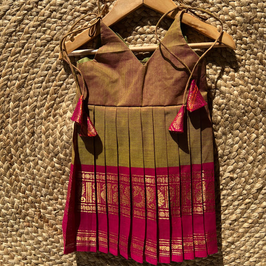 Olive Kanchi Cotton tie-up Frock