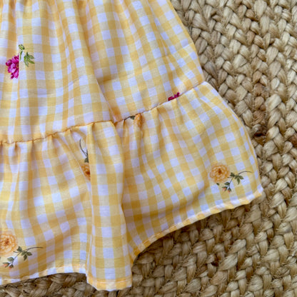 Yellow Mul Chanderi Frock