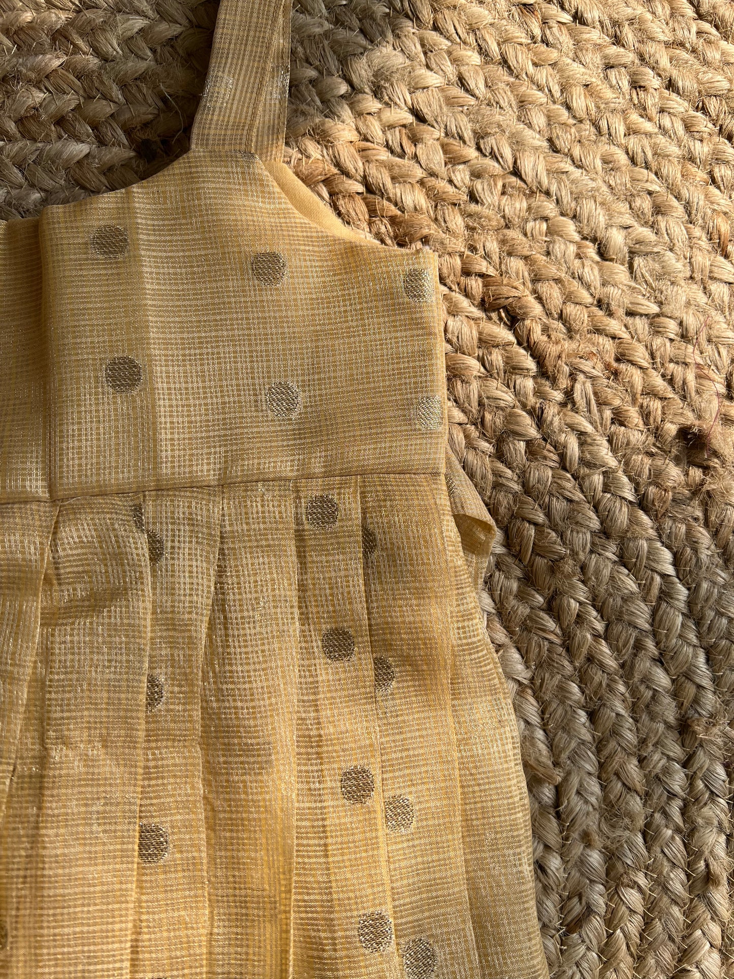 Beige Gold with Multicolour Floral Border & fluorescent Pink Jacket