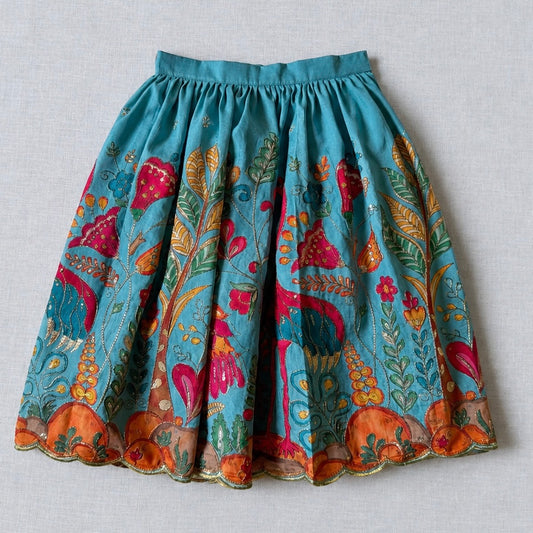 Sky Blue Kalamkari Position Print Lehenga Choli
