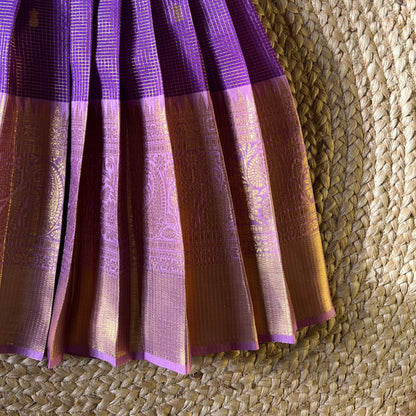 Traditional Purple Scallop Tissue Lehanga Set