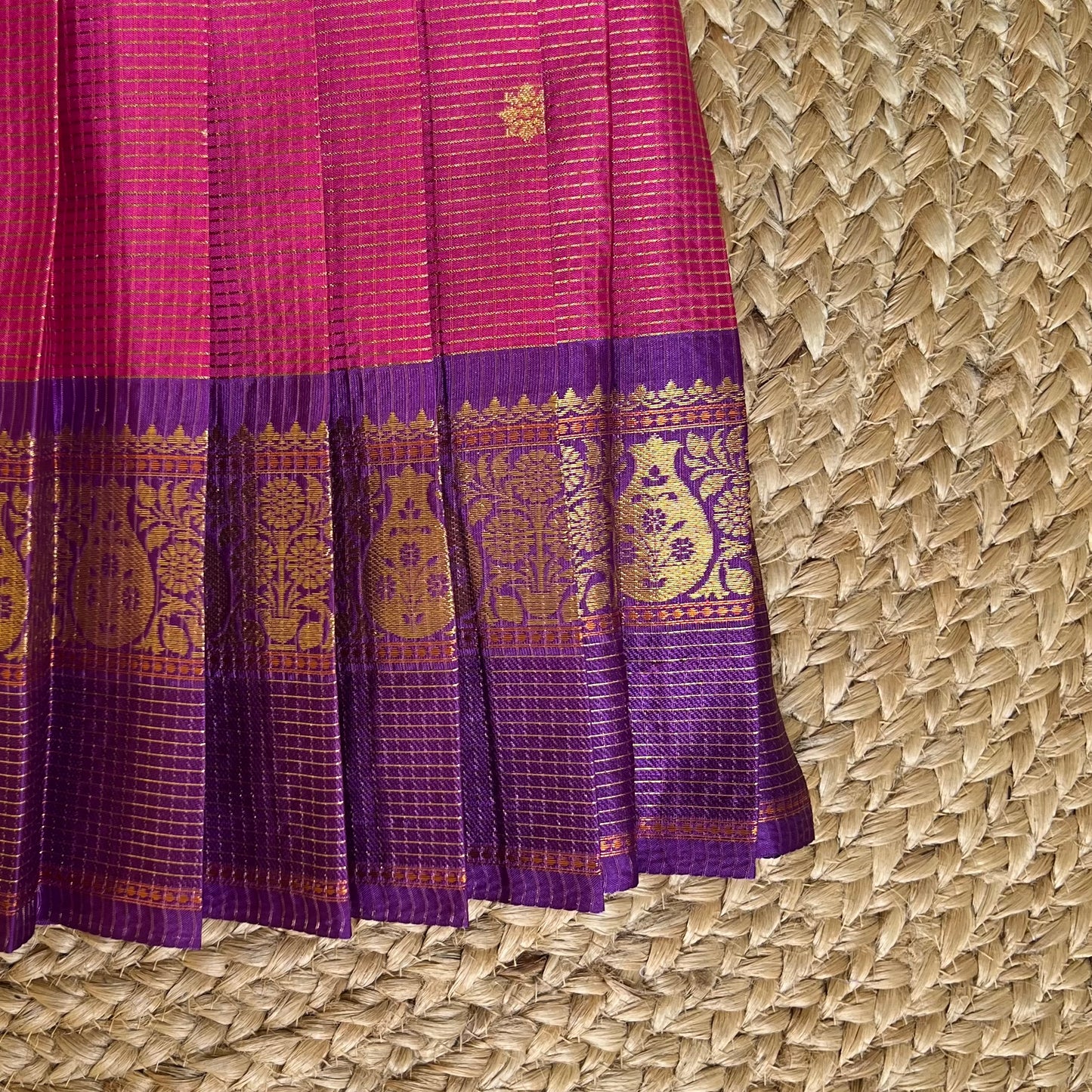 Pink and Purple Kanchi Silk Lehanga Set