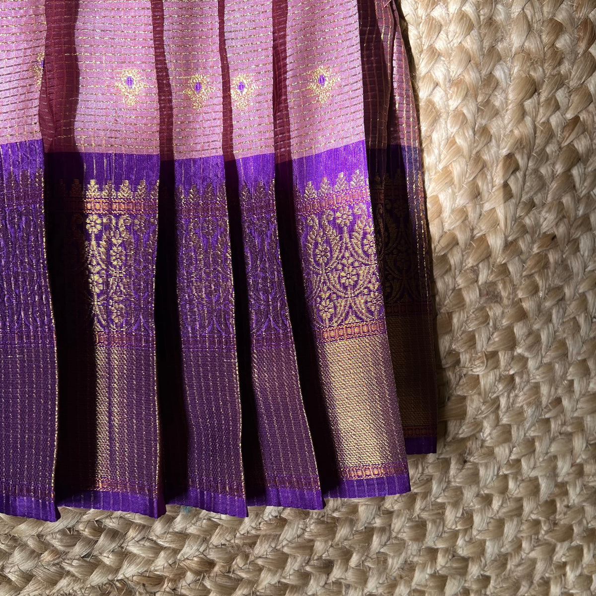 Lilac and Purple Kanchi Silk Lehanga Set