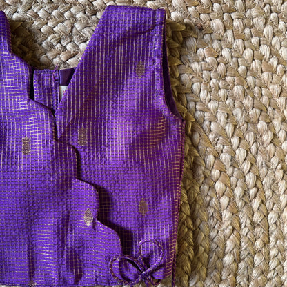 Traditional Purple Scallop Tissue Lehanga Set
