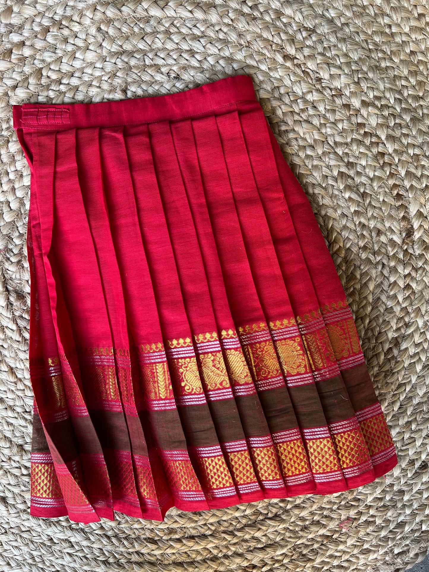 Red Chettinad Cotton Lehenga Set