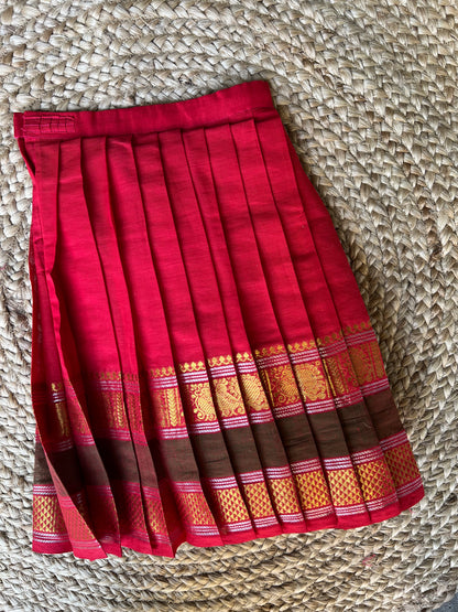 Red Chettinad Cotton Lehenga Set