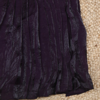 Deep Plum Silk Ethnic Frock with Embroidered Patchwork Yoke