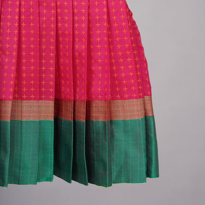 Pink with Green border Aarini Frock