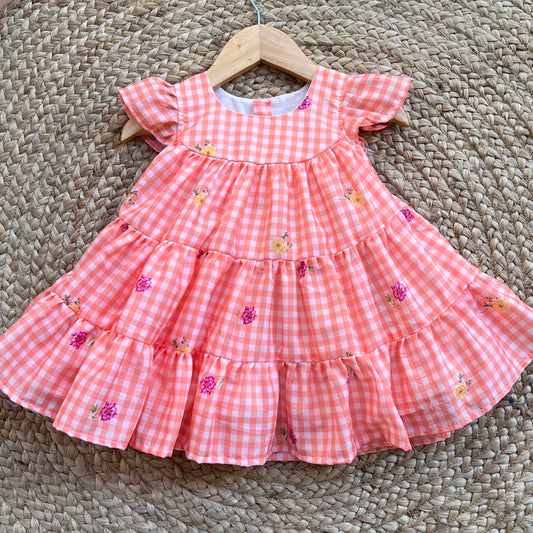 Orange Mul Chanderi Frock