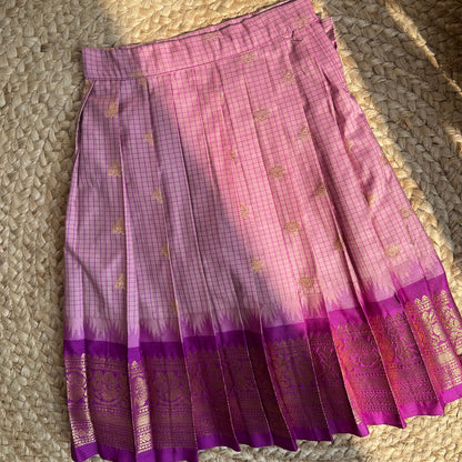 Lilac & Royal Purple Gadwal Checks Lehenga Set