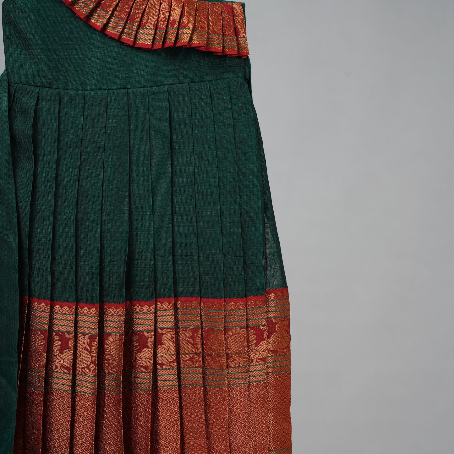 Green and Maroon Traditional Narayanapet  Cotton Frock