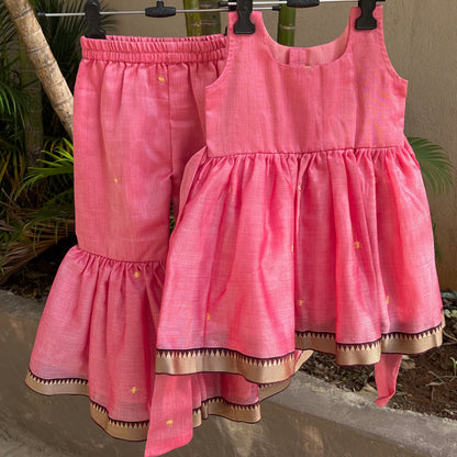 Blush Pink Narayanpet Sharara Set