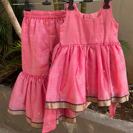 Blush Pink Narayanpet Sharara Set